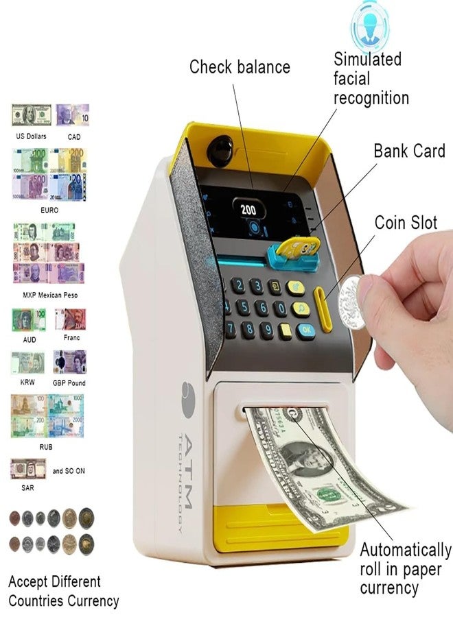 MALLEXO Stylish & Trendy ATM Piggy Bank for Kids 3+ |Face Recognition Money Bank Toy with Light | Sound Card Slot Gullak Password Lock Coin Saving Box for Boys and Girls Birthday Gifts for Children - Image 5